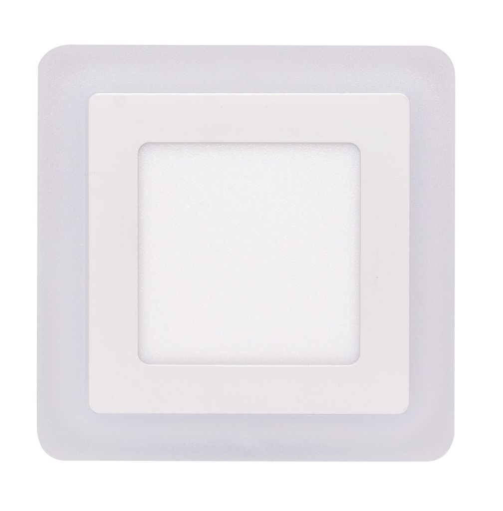 A square LED panel light with a layered design, presented against a white background.