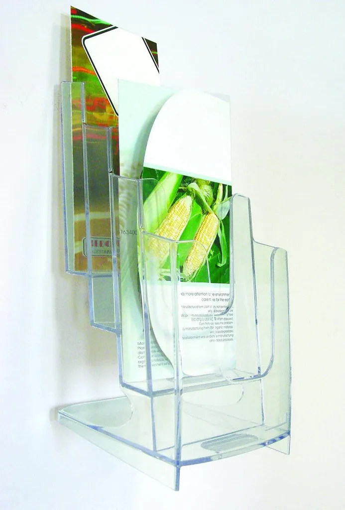 Porte-revues mural transparent 4 compartiments pour 800 feuilles A4