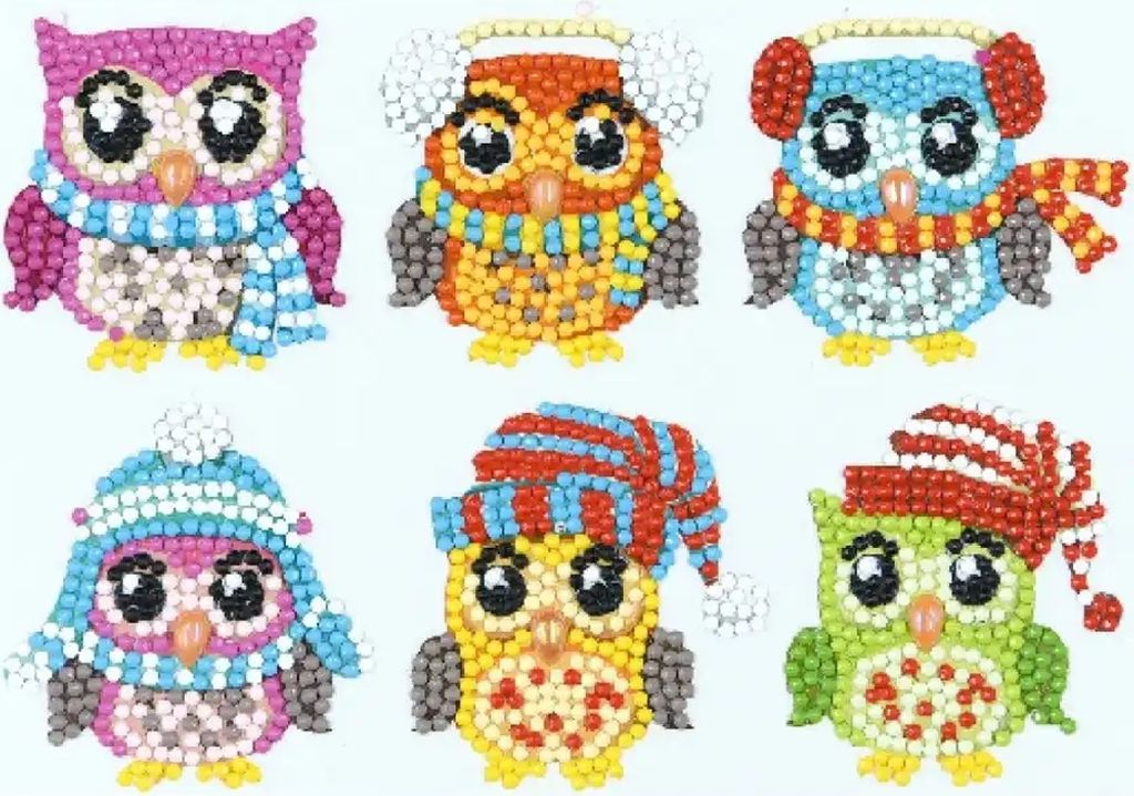 PRACHT Diamond Painting Sticker Eulen 6 Stück