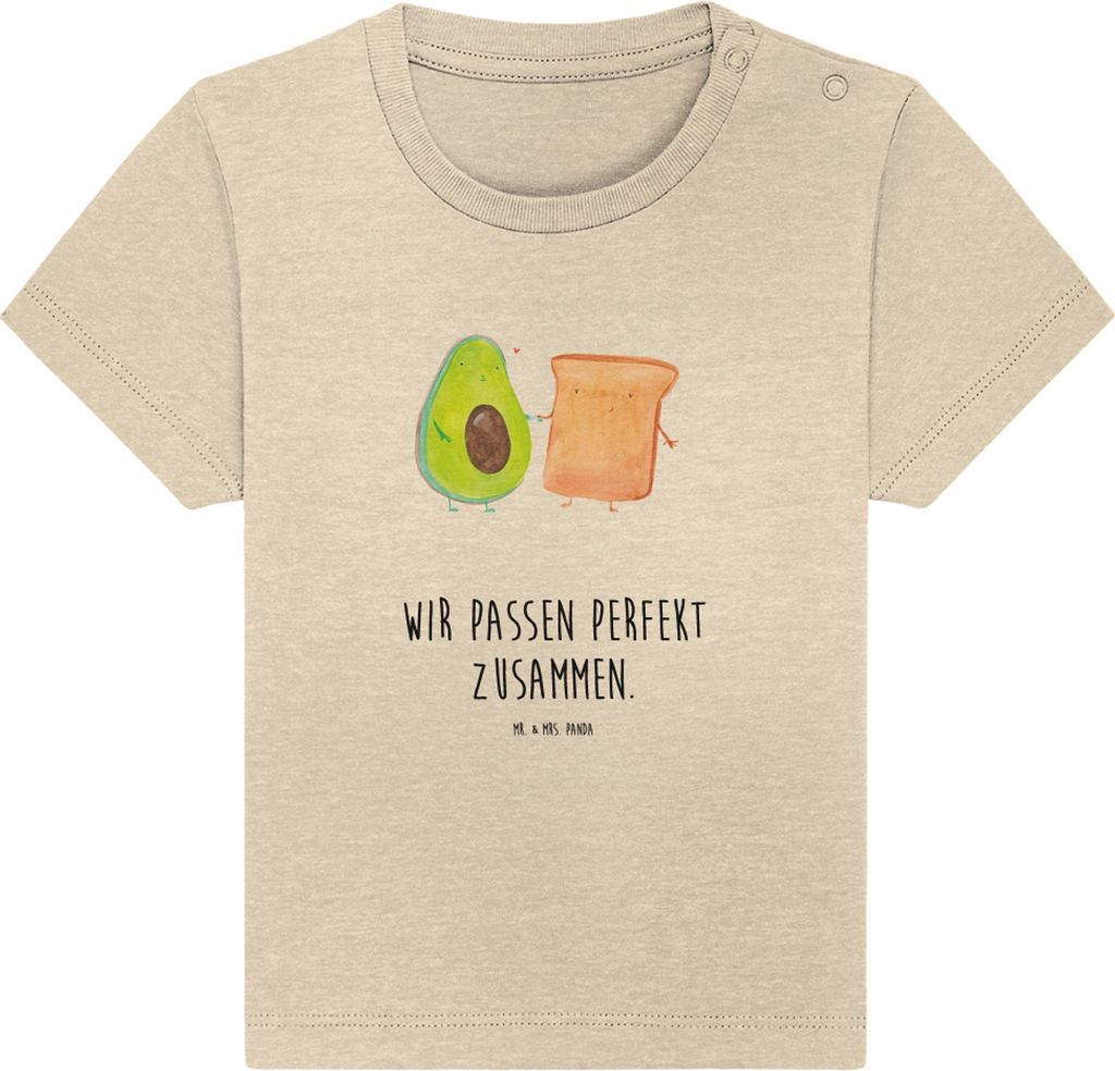 Mr. & Mrs. Panda Babyshirt Avocado Toast 24. - 36. Monat - Natural Raw - Geschenk, Kinder T-Shirt, Kleinkind Shirt, Hochzeit, Baby , Pärchen, Liebe