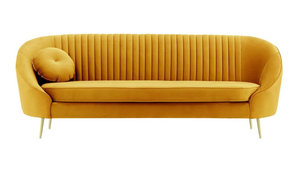 SLF24 - Dreisitzer-Sofa Kooper mit Ziernähten - Senf - Velluto 8