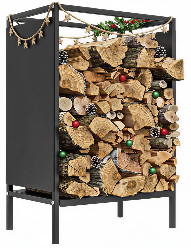 Support de bois de chauffage robuste et compact 44 cm de large