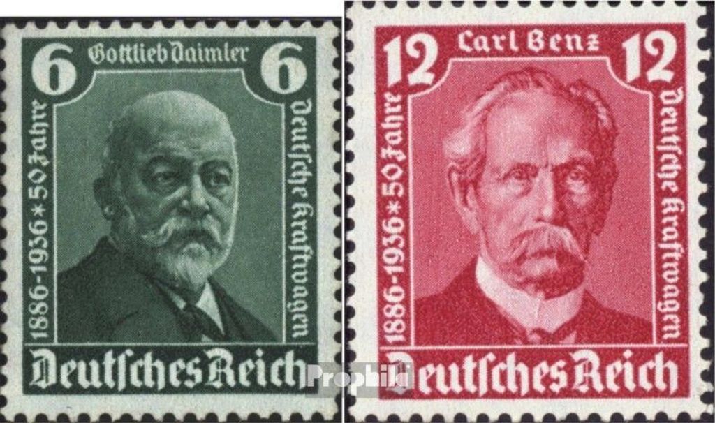 Briefmarken Deutsches Reich 1936 Mi 604-605 (kompl.Ausg.) gestempelt 50 Jahre Auto