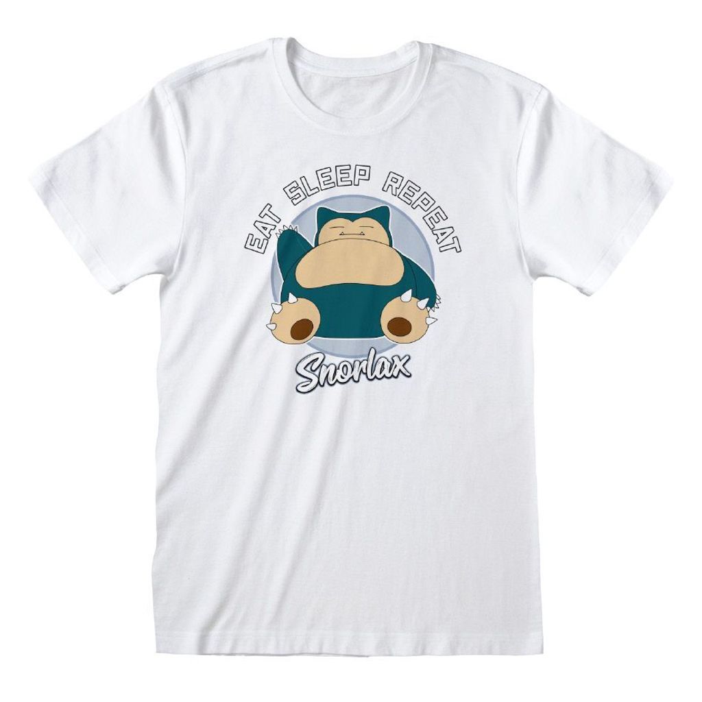 Pokemon T-Shirt XXL Weiß Uni Snorlax Eat Sleep Repeat