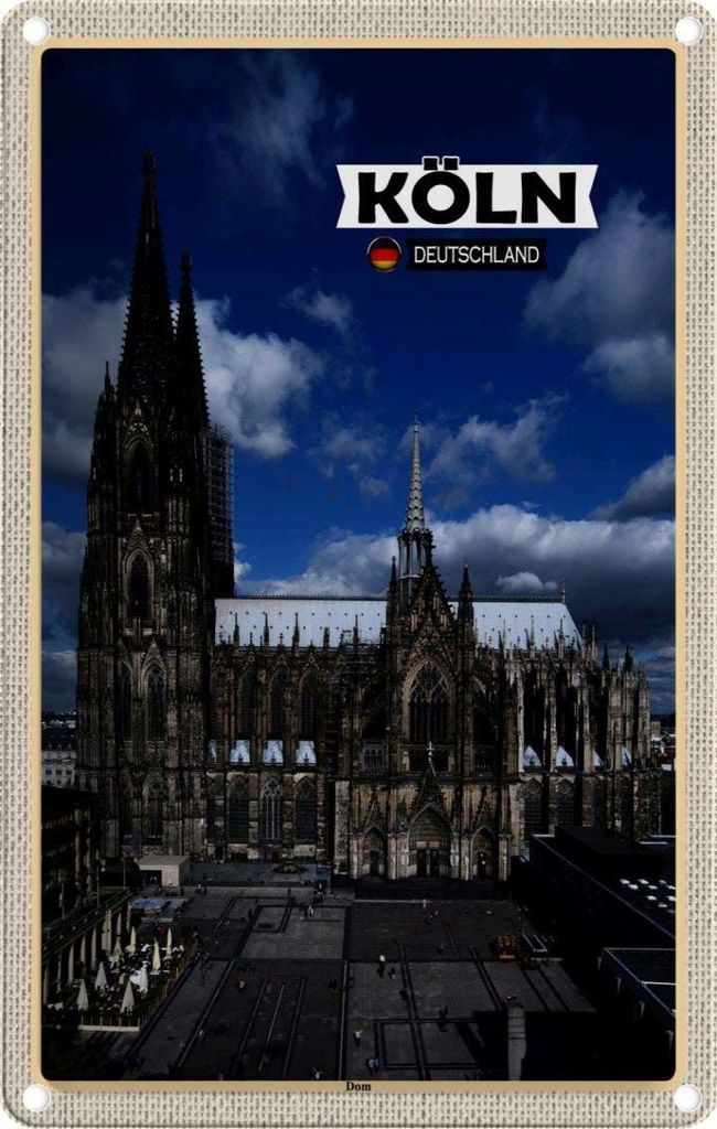 vianmo Blechschild 18x12 cm Köln Dom Blick auf Domplatz Bildmotiv Reisemotiv Abenteuer Reisen