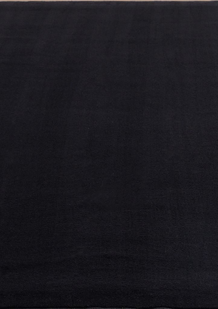 Villa Möbel Skyvio Wohnzimmer-Teppich, Kurzfloor-Teppich, Waschbar, Einfarbig, Farbe:Schwarz, Grösse:80x150 cm