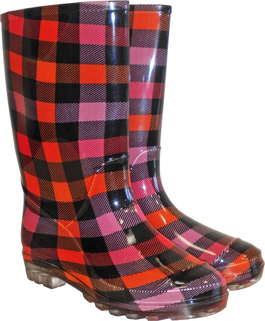 Damen Gummistiefel PVC Karomuster 40