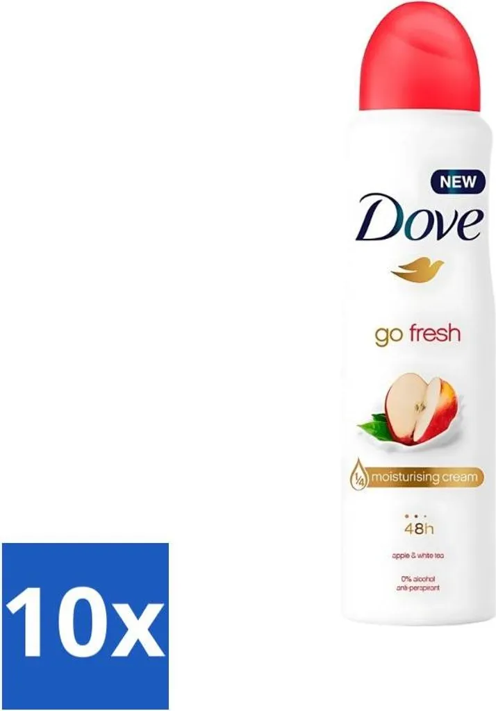 Dove Deodorante Go Fresh Apple & White Tea 250ml - 10x Pack Convenienza