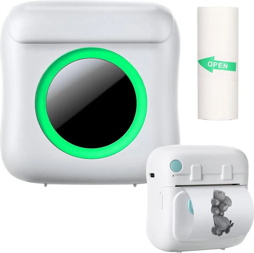 Mini imprimante Bluetooth 200 dpi portable pour étiquettes avec rouleau