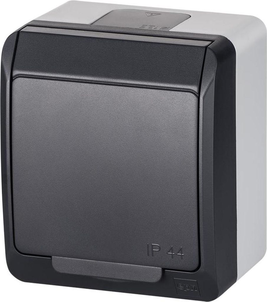 Aufputz AP Schuko einfach Steckdose IP44 Farbe Anthrazit Feuchtraum HERMES