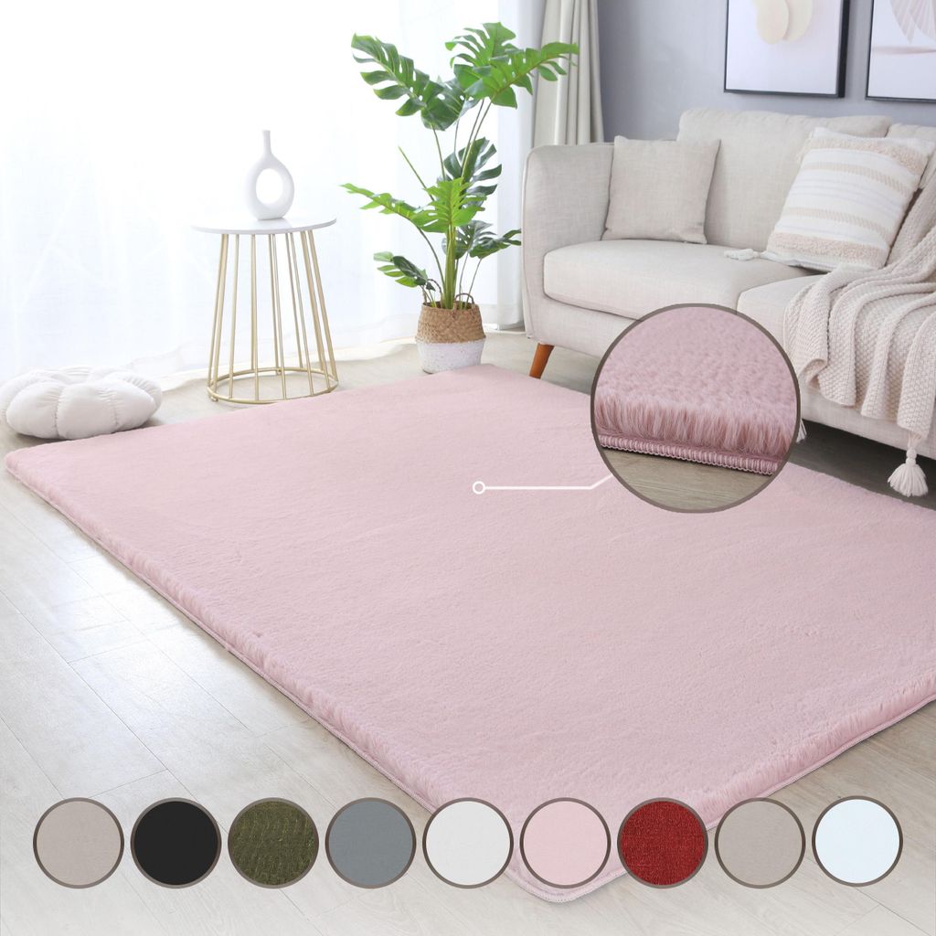 Homebyhome Teppich Wohnzimmer Kunstfell Plüsch Hochflor Shaggy Super Weich Einfarbig Teppich Flauschig Grösse 160x230 cm