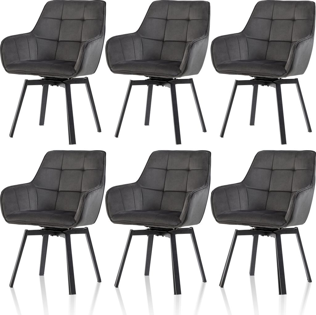CLIPOP 6er Set Drehbar Esszimmerstühle, mit Samt gepolstert Produktbild 