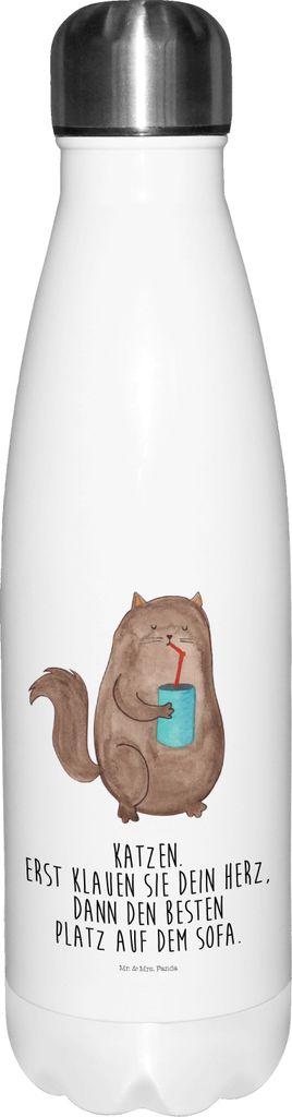 Mr. & Mrs. Panda Thermos Katze Dose - Weiß - Geschenk, trinkflaschen, Thermosflasche, Wasserflasche, Thermo-Trinkflasche, Bezaubernd, Cat, Trinkfl...