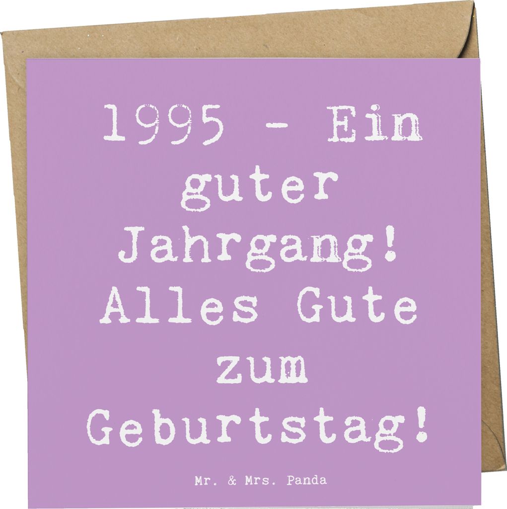 Mr. & Mrs. Panda Grußkarte Spruch 1995 Geburtstag - Lavendeltraum - Geschenk, personalisierte Geschenke, Klappkarte, Nostalgie, Alter, faltkarte, ...