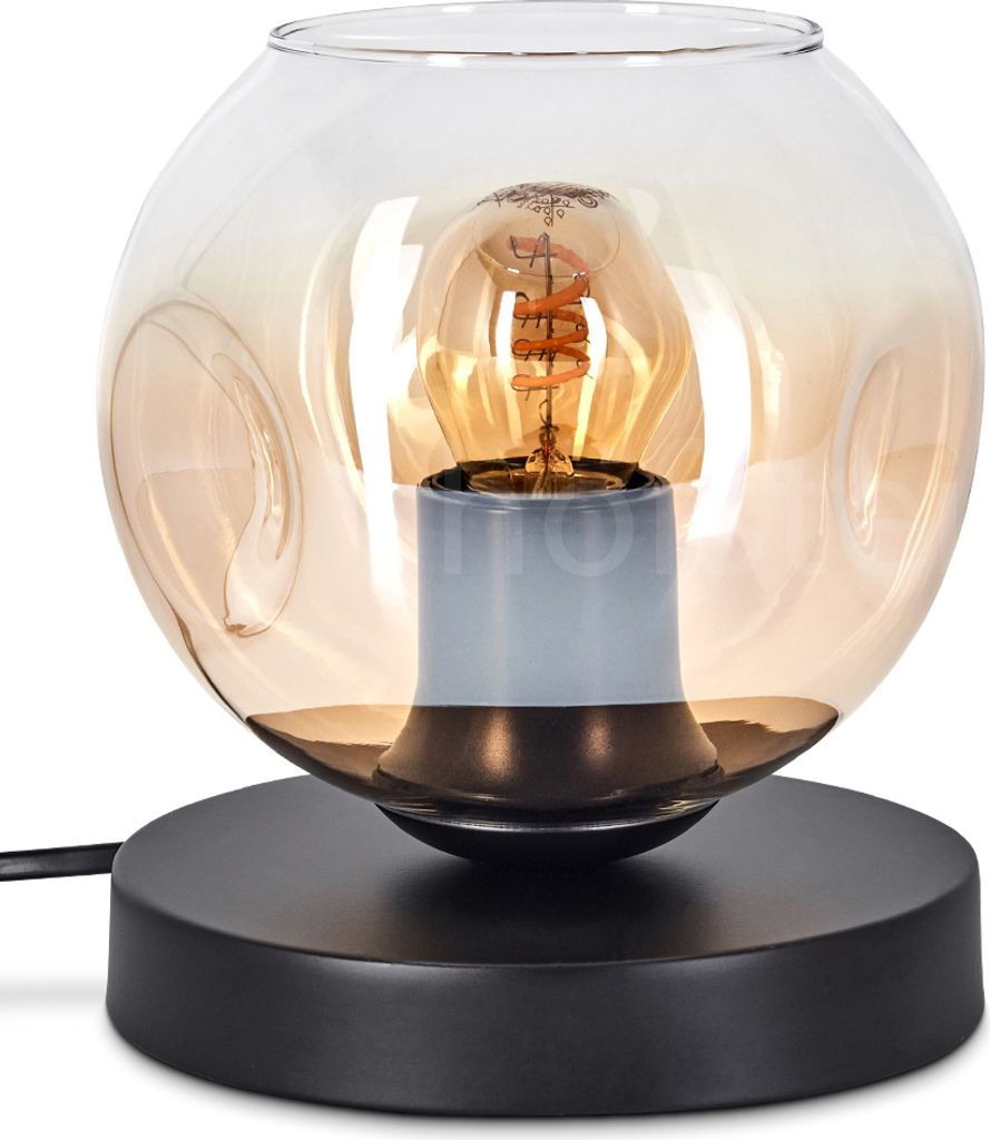 Villamare Tischlampe aus Metall/Glas in Schwarz/Bernstein/Klar