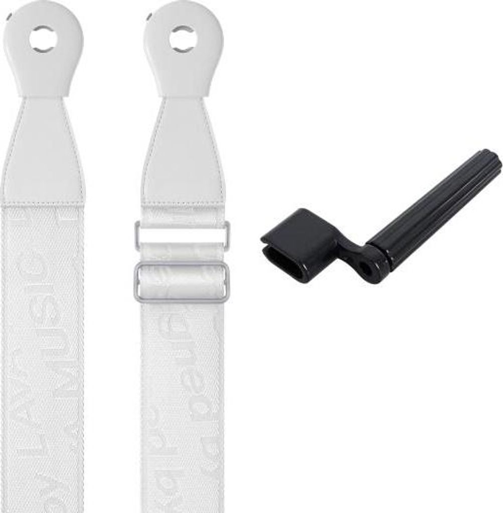 Lava Music Gitarrengurt Ideal Strap 2 Weiss mit Saitenkurbel