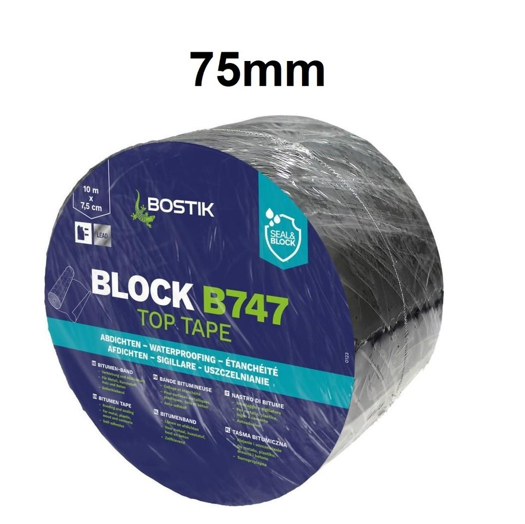Bostik Block B747 Top Tape Blei Bitumen Dichtband 10m Rolle 75mm Breite