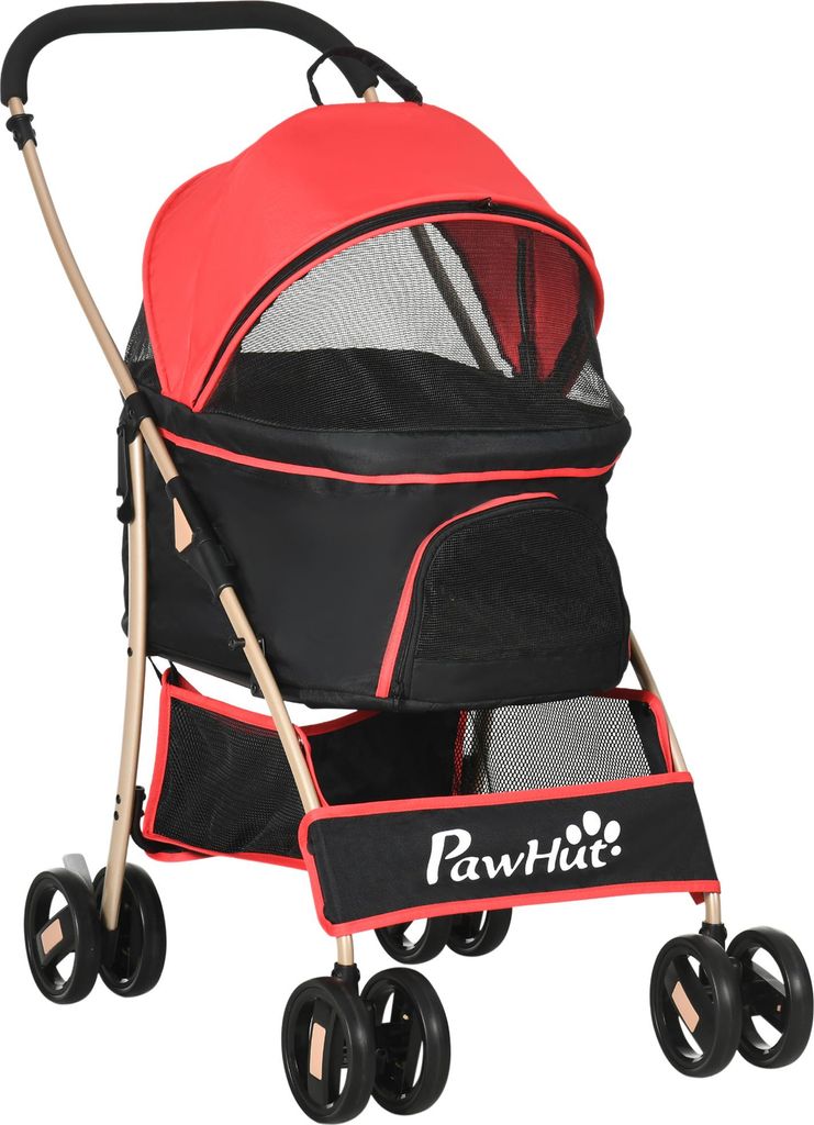 Fortuna Lai Hundewagen, 2 in 1 Hundetrolley, Tragetasche, faltbarer Hundebuggy mit Kissen, für kleine Hunde, Katzen, Netzfenster, Oxfordstoff