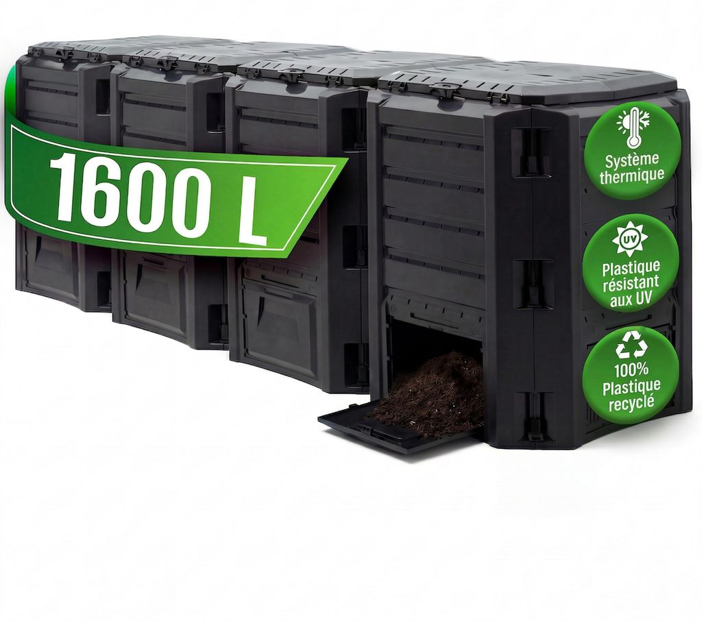 DEUBA® Composteur de jardin 1600 L plastique noir Image du produit 