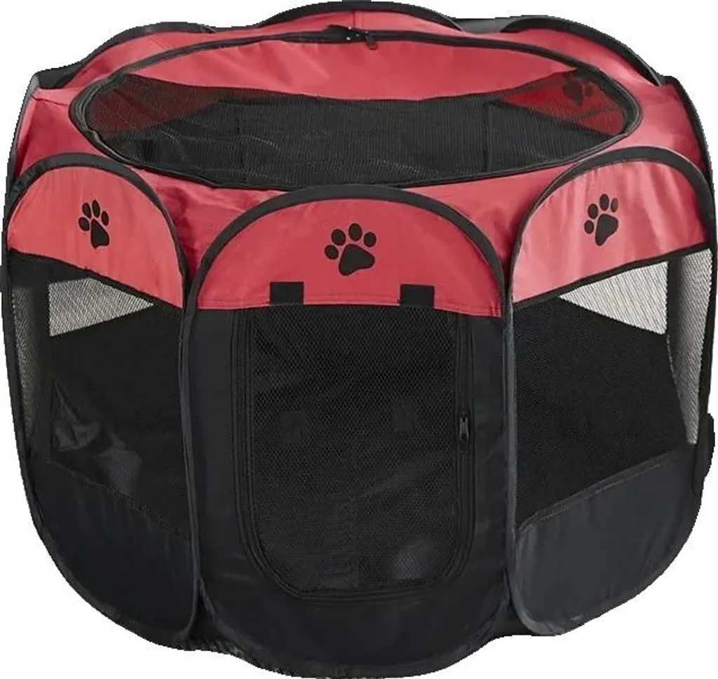 Enclos Octogonal Rouge 114x114x58cm en Tissu Résistant pour Animaux