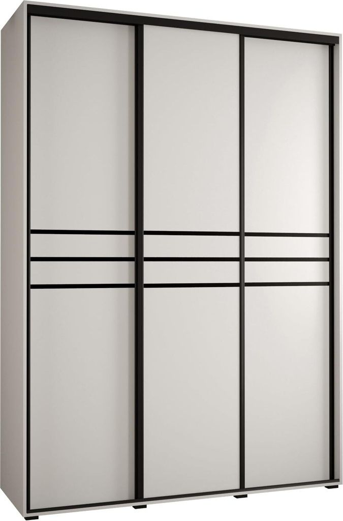 MEBLE KRYSPOL Davos 10 Schrank, drei Türen - 235,2x170x45 cm - Weiß Weiß Schwarz