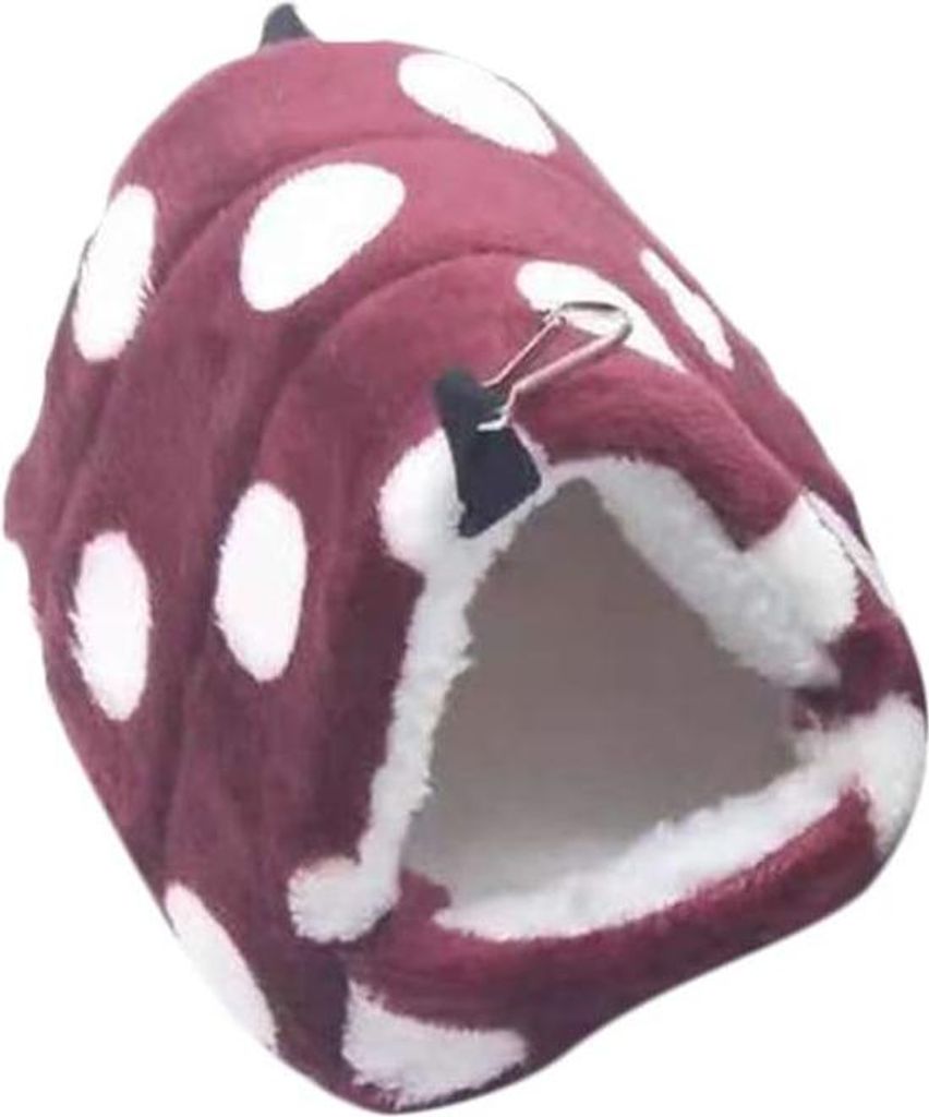 Hamsterhaus, warmes Winternest, Ruhestätte für Meerschweinchen, gepunktetes Haustierbett, Haus, Käfig, Größe L (Claret)