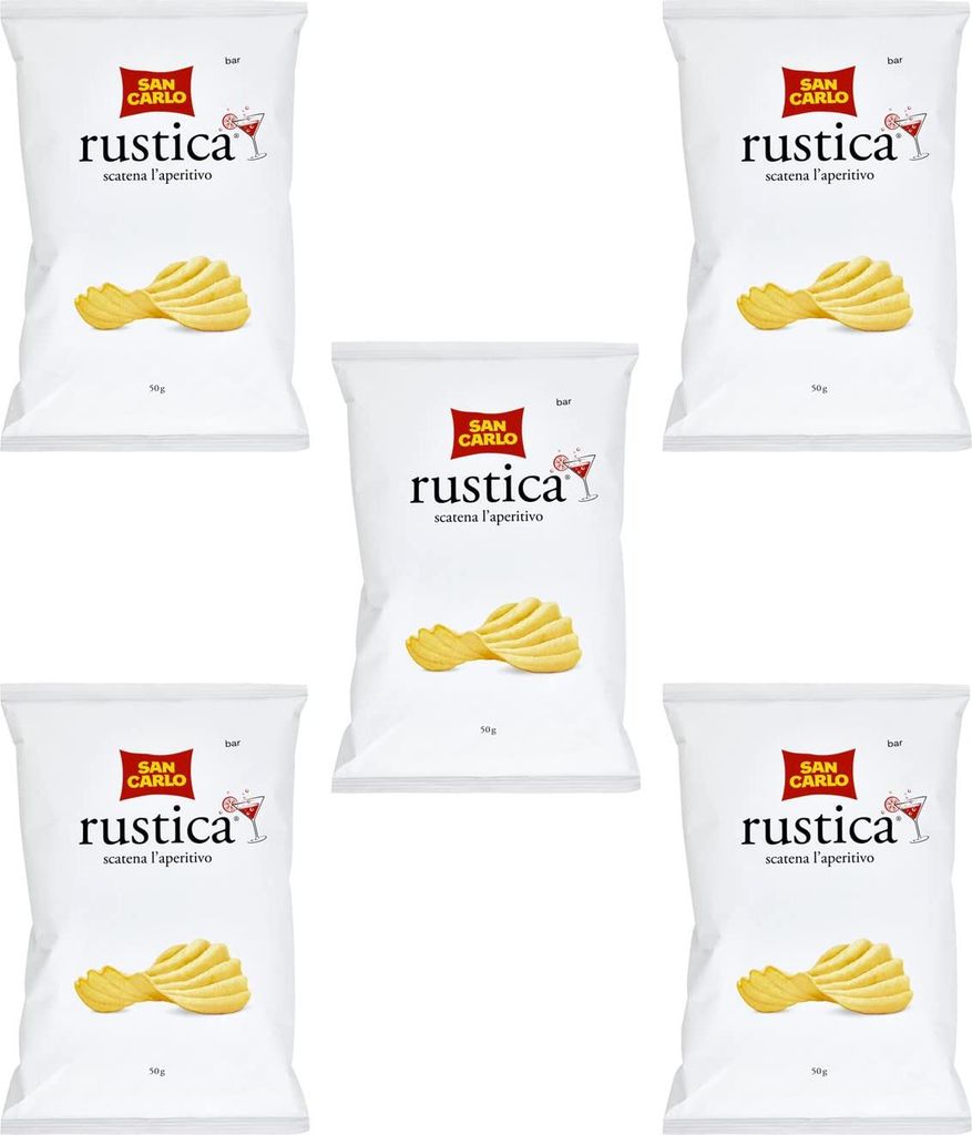5x SAN CARLO RUSTICA Italian Salted Crisps Chips Snack 50g Produktbild 