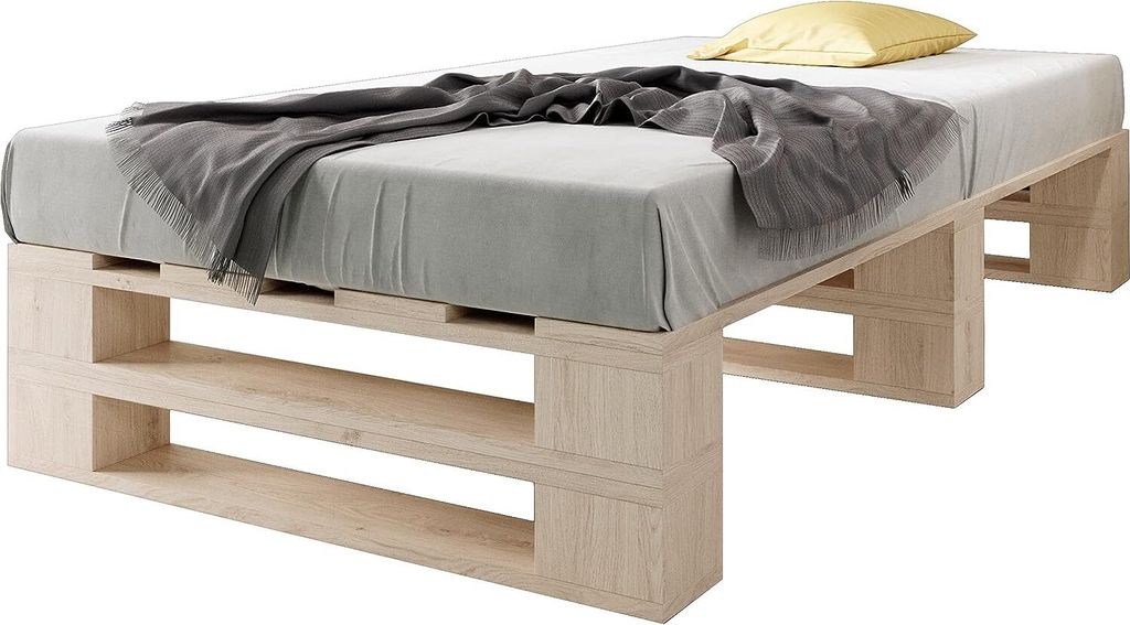 sunnypillow Palettenbett M2 aus Holz 80 x 200 cm mit Produktbild 
