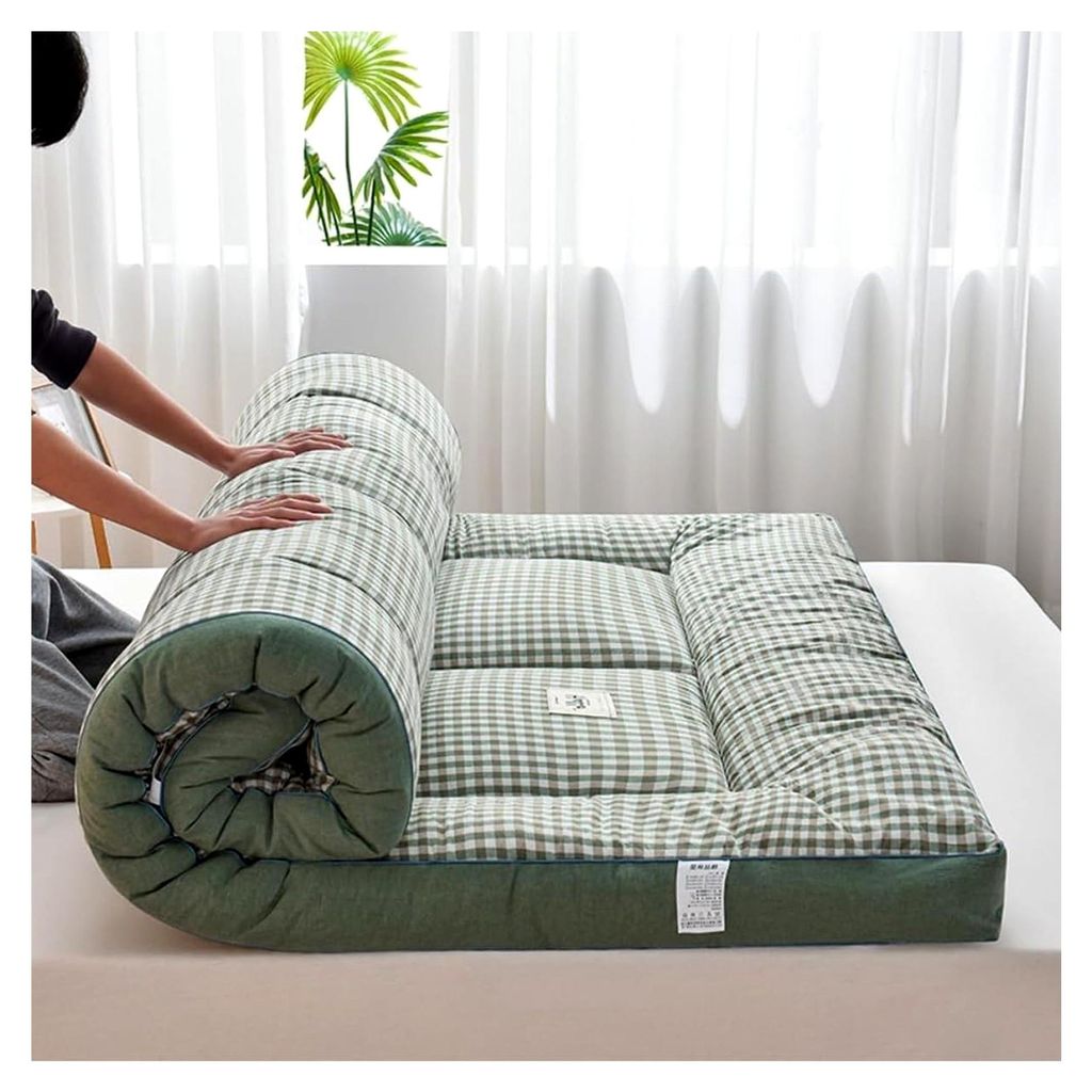 Faltbare japanische Futon-Matratze, tragbares Campingbett, einfache Lagerung, ideal für Zuhause, Gästebett, Schlafsaal, Reisen, Grün, King-Size ...
