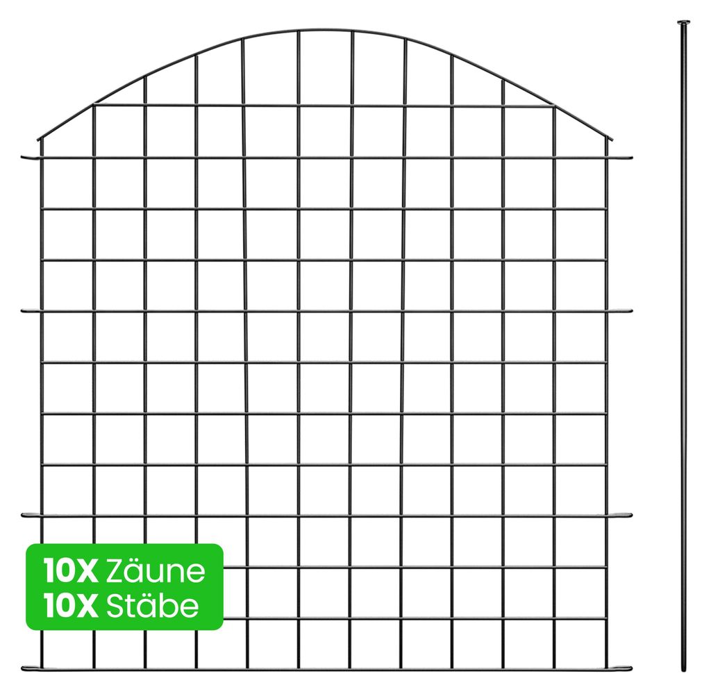 NewHabitat | 10x Teichzaun Steckzaun aus Metall Anthrazit Produktbild 