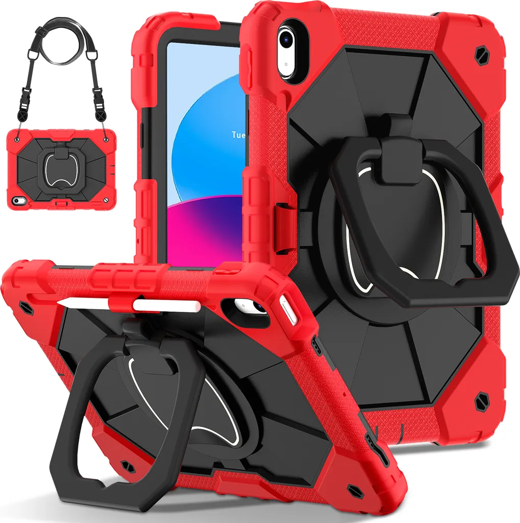 Custodia iPad 10a Gen 2022 Rugged con Tracolla e Supporto Rotante