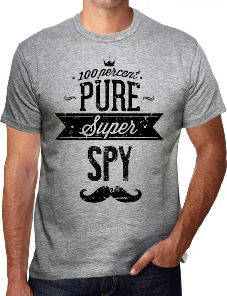Herren Grafik T-Shirt 100% reiner Superspion – 100% Pure Super Spy – Öko-Verantwortlich Vintage Jahrgang Kurzarm Lustige Druck Geburtstag Gesc...