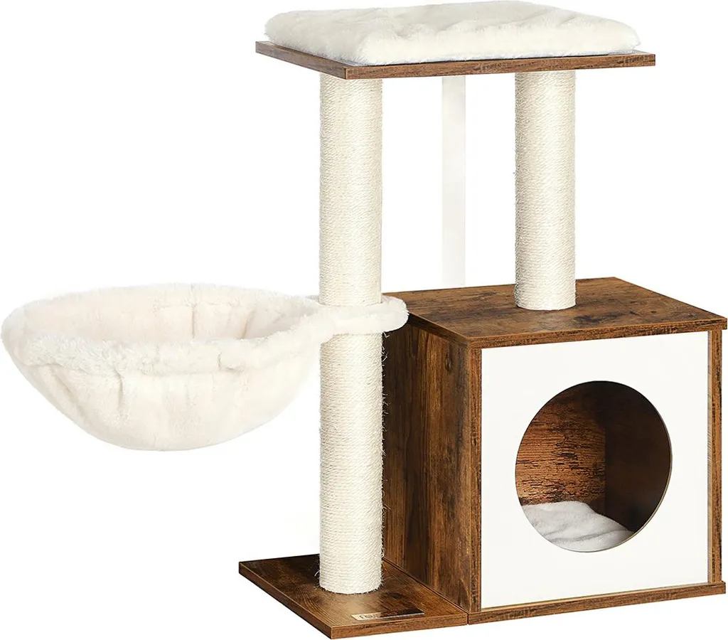 Arbre à chat 61 cm stable en bois pour protéger vos meubles et tapis