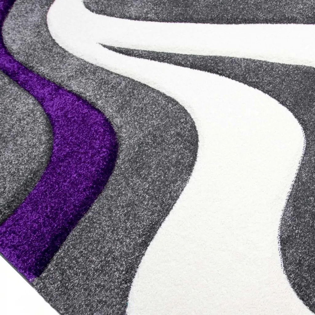 Tapis anti-tache design violet gris blanc - Solution déco 200x290