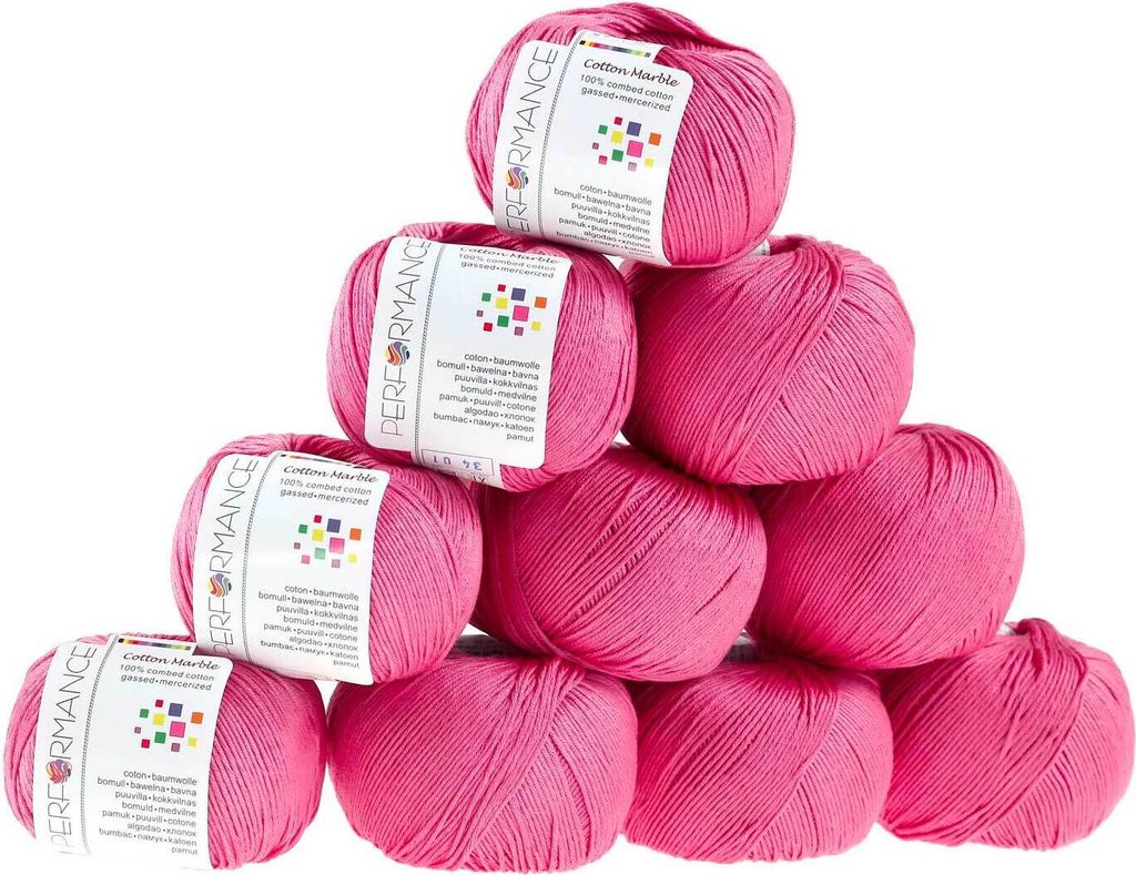 10 x 50g Strickgarn Baumwolle Marble, #34 fuchsia