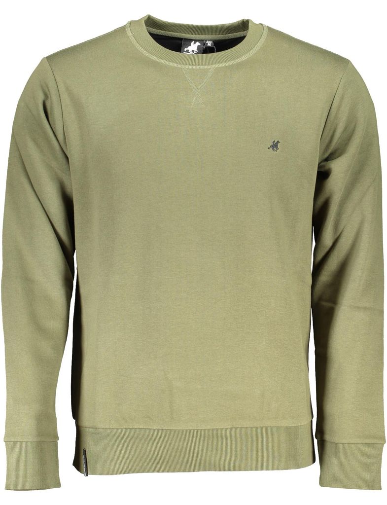 Grünes Herrensweatshirt: Oversize, Rundhals, bestickt & gefüttert