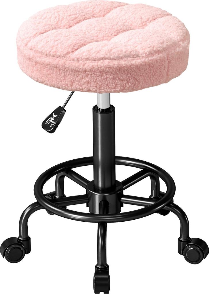 Rollhocker höhenverstellbar Drehhocker 55-66 cm Arbeitshocker 360° drehbar Ø50 x 50-66 cm Rosa