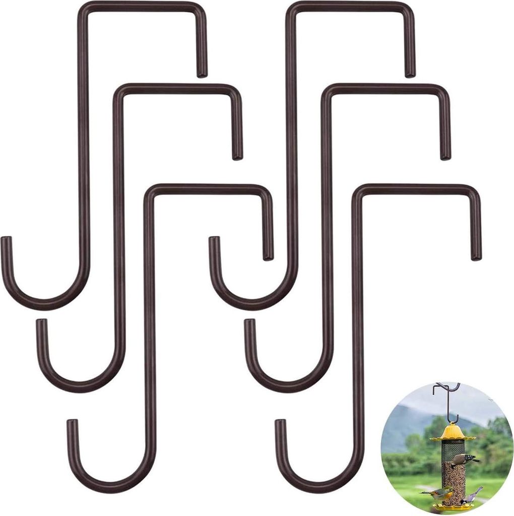 6er-Pack Vinyl-Haken für Terrassenzäune, für Kronleuchter, Pflanzen und Pflanzgefäße im Innen- und Außenbereich, Vogelfutterspender, Gartende...