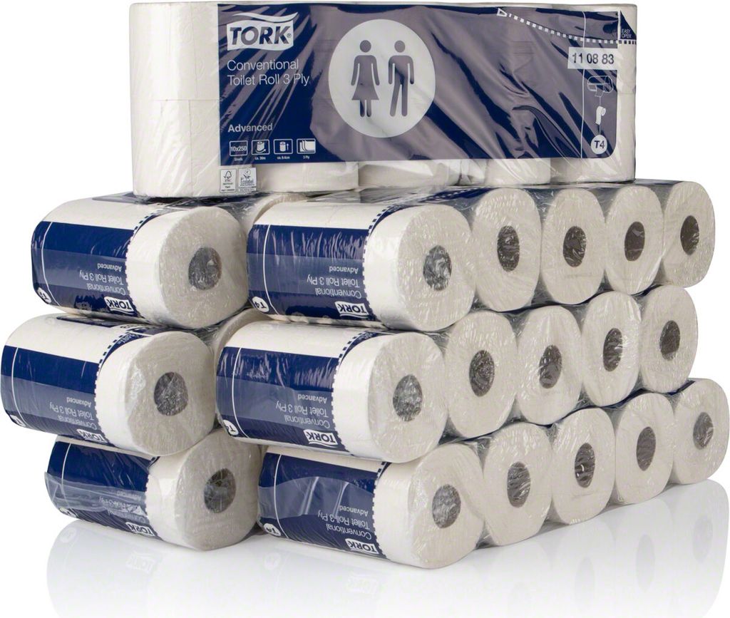 Tork Toilettenpapier T4 Soft, Klopapier, WC Papier, 3-lagig, hochweiß, 60 Rollen