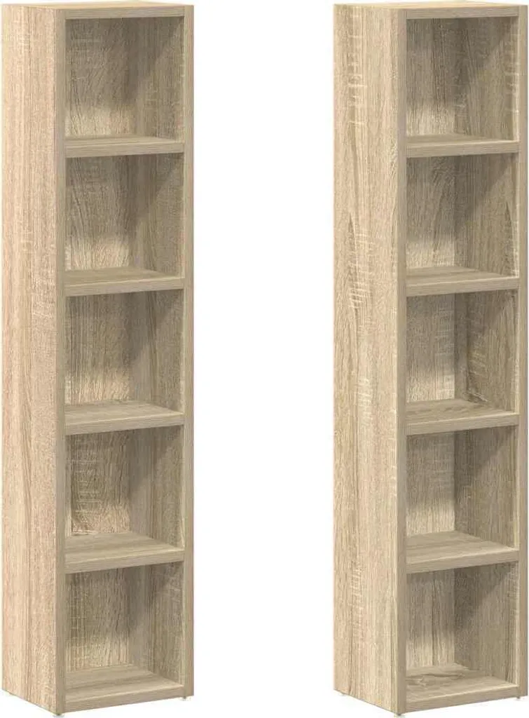 Coppia Scaffali Porta CD Rovere Sonoma 21x16x93,5 cm Multiuso