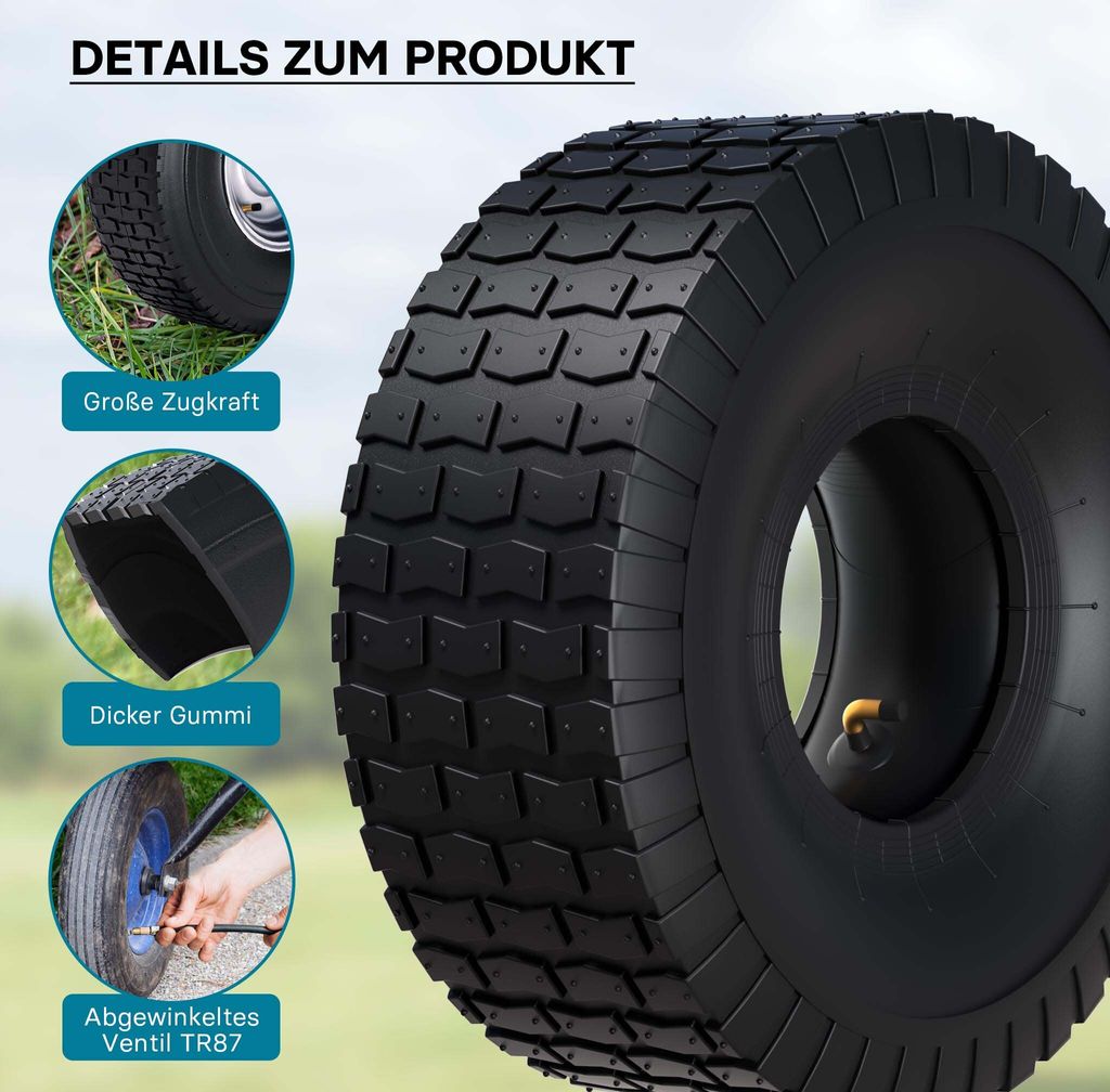 DELI S-373A Traktorreifen 16x7.50-8 4PR - Für Aufsitzmäher Und Gartentraktoren