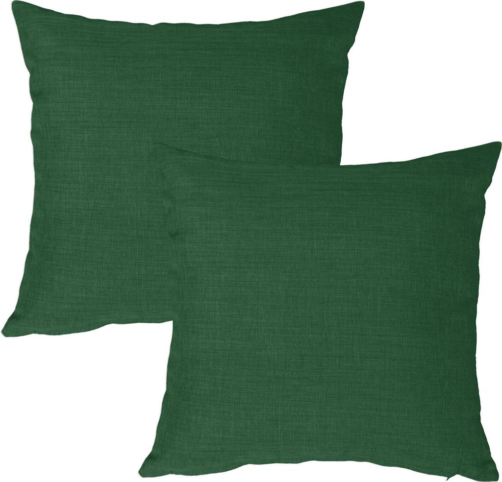 Kissenbezug 2er Set dunkelgrün 40x40 cm Struktur Leinenoptik Kissenhülle Deko Kissen