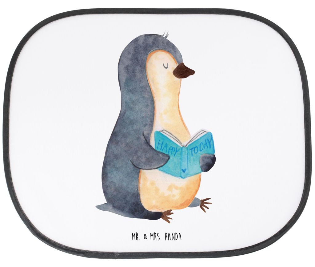 Mr. & Mrs. Panda Sonnenschutz Fenster Auto Pinguin Buch - Weiß - Geschenk, Ausruhen, Urlaub, Autosonnenschutz, Bücherwurm, Nichtstun, Ferien, Son...