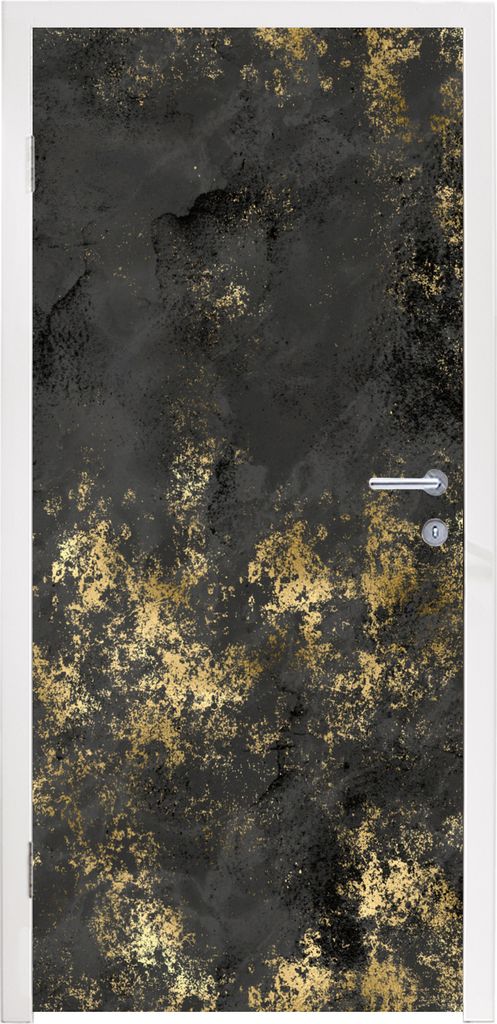MuchoWow Türtapete Selbstklebende Türfolie Gold - Farbe - Abstrakt - Schwarz 75x205 cm Türposter Türaufkleber Klebefolie Türklebefolie - XXL...