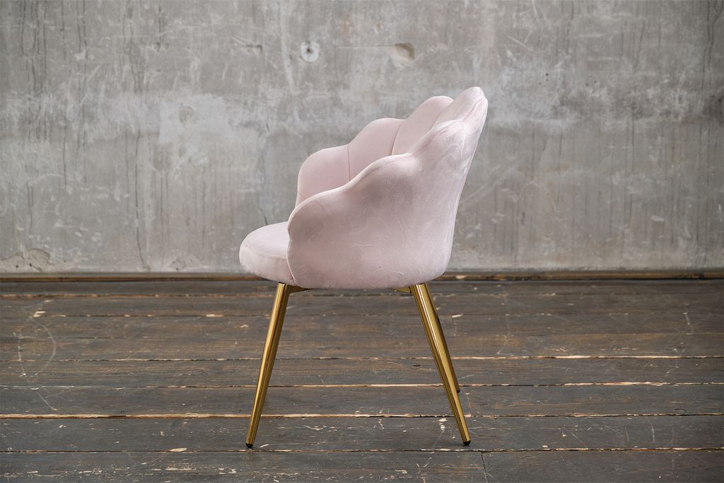 KAWOLA Stuhl CARLA Esszimmerstuhl Velvet rosa Fuß gold Produktbild 3