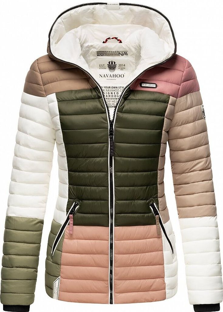 Navahoo Damen Jacke Steppjacke Outdoor Übergangsjacke gesteppt Kapuze Multikulti French Naturals Gr. 36 - S