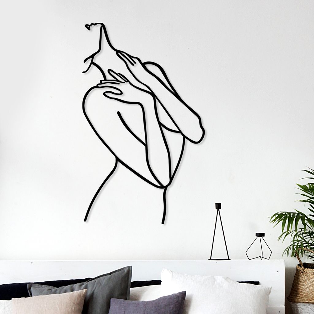 Wallity, Woman Lines, Wanddeko, Schwarz, Metall, 53 x 86 cm Produktbild 