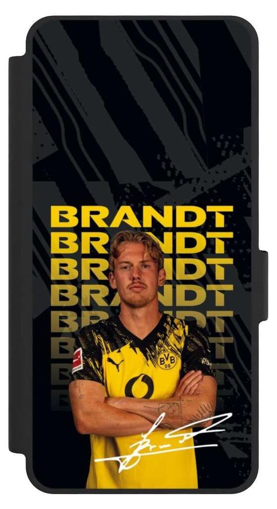 NIVOCASE Klapphülle für Samsung Galaxy S26 Handyhülle aus Kunst Leder NIVOflip schwarz BVB Borussia Dortmund Julian Brandt