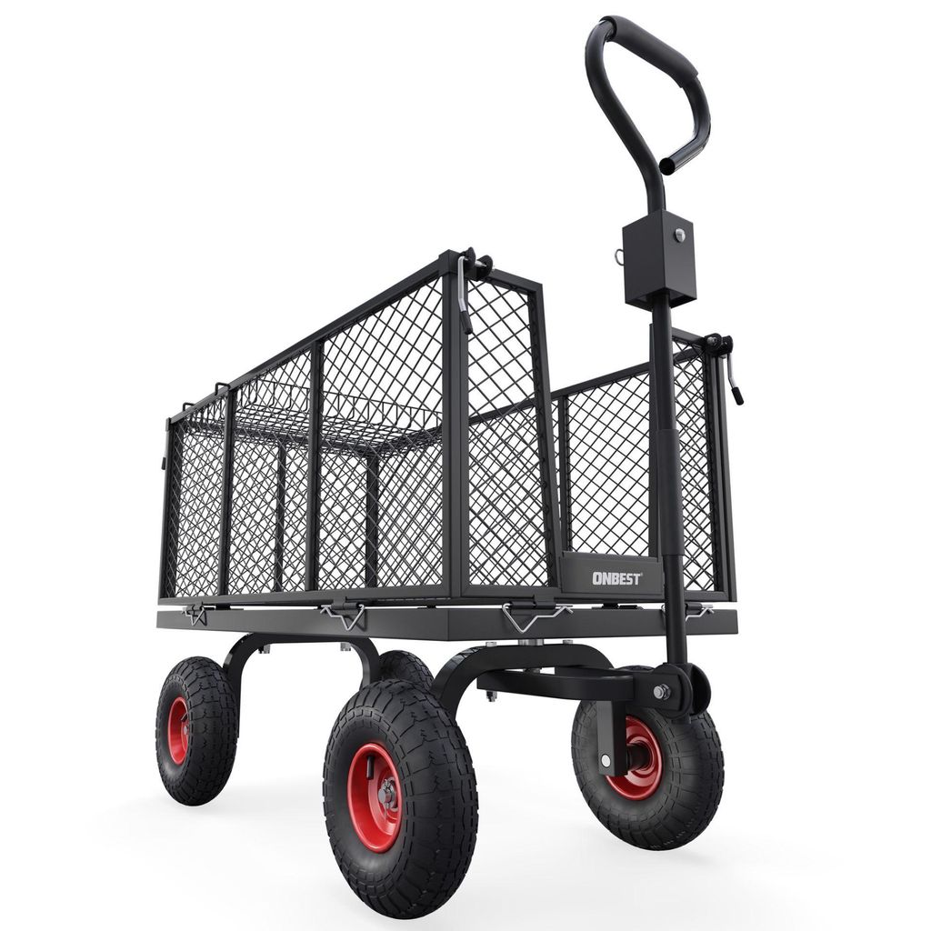 ONBEST Gitter Transportwagen | bis 550 kg | belastbar | 205L | klappbar | Wasserabweisende Innentasche