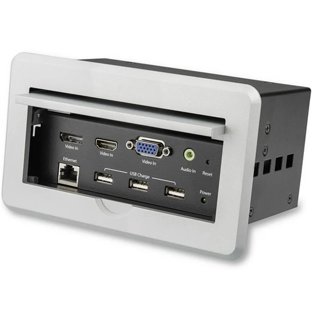 Boîtier de Table pour Organiser les Câbles A/V et Connecter vos Écrans